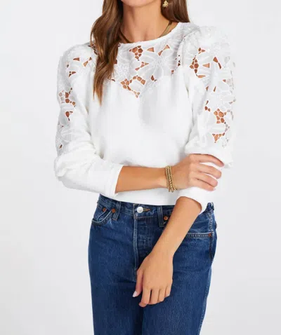 Bishop + Young Flora Texture Pullover In Salt In White