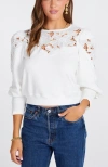 Bishop + Young Flora  Texture Pullover In White