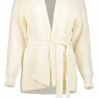 Bishop + Young Fringe Cardigan In Pure In Beige