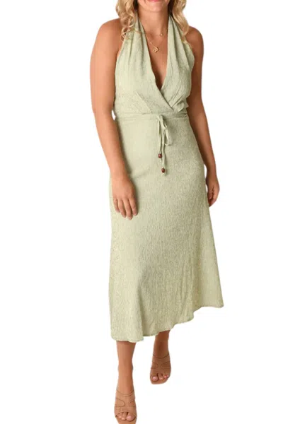 Bishop + Young Halter Midi Dress In Sage In Green
