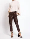 Bishop + Young Harper Vegan Leather Bag Pant In Brown