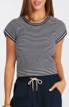 Bishop + Young Hepburn Short Sleeve Sweater In Stripe In Animal Print