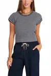 Bishop + Young Hepburn Short Sleeve Sweater In Stripe In Blue