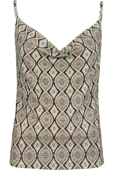 Bishop + Young Holiday Glam Slam Audrina Camisole In Shimmer Print In Beige