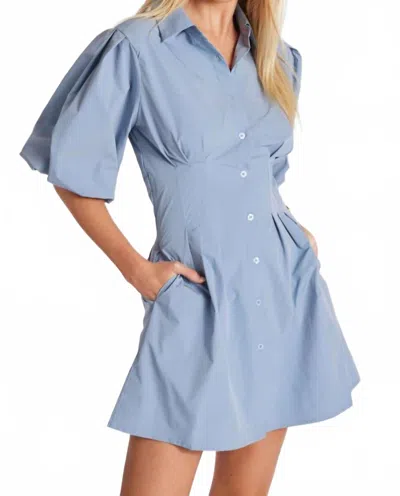 Bishop + Young Jacqueline Bubble Sleeve Dress In Blue