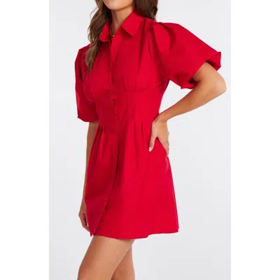 Bishop + Young Jacqueline Bubble Sleeve Dress In Red