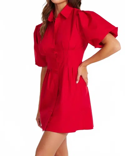 Bishop + Young Jacqueline Bubble Sleeve Mini Dress In Red