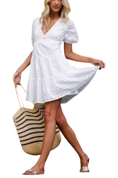 Bishop + Young Jessie Tiered Eyelet Dress In Pure White