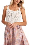 Bishop + Young Keena Open Crochet Sweater Tank In Animal Print