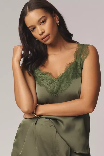 Bishop + Young Lace-trim Bias Tank Top In Green