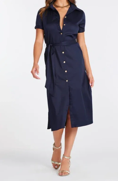 Bishop + Young Lauren Button Front Shirt Dress In Blue