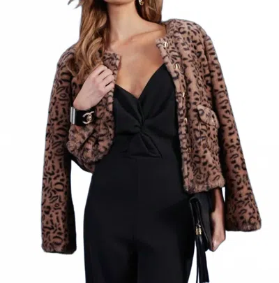 Bishop + Young Leopard Faux Fur Jacket In Brown In Multi