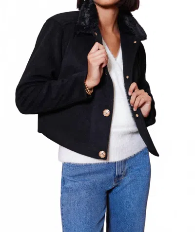 Bishop + Young Lily Fur Collar Jacket In Black