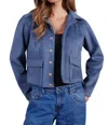 Shop Bishop + Young Lily Snap Front Jacket In Cascade In Blue