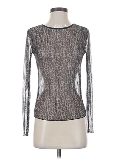 Pre-owned Bishop + Young Long Sleeve Top Silver Metallic Pattern Turtleneck Tops