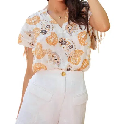 Bishop + Young Luna Blouse In Montecito Print In White