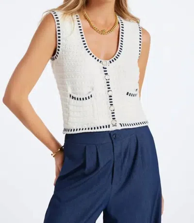 Bishop + Young Luxe Crochet Sweater In Ivory In Multi
