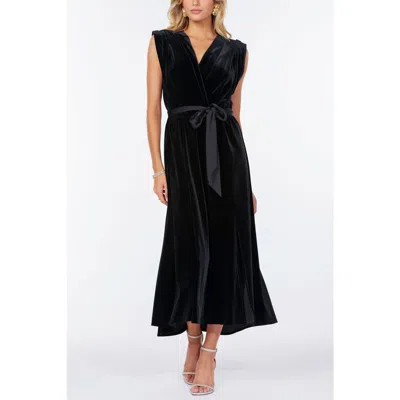 Bishop + Young Luxe Velvet Aeries Wrap Dress In Black