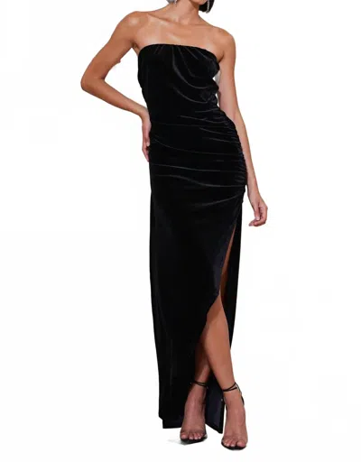 Bishop + Young Luxe Velvet Icon Strapless Dress In Black