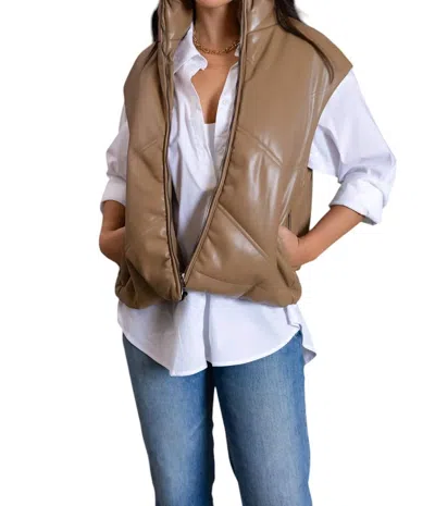 Bishop + Young Madison Quilted Vest In Camel In Brown