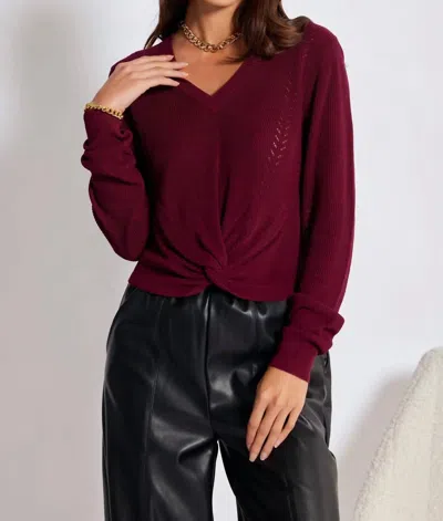 Bishop + Young Mateo Twist Front Sweater In Scarlet In Red