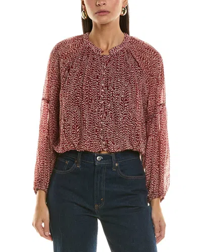 Bishop + Young Women's Playing Favorites Maude Bubble Hem Top In Lotus Lurex Print In Red