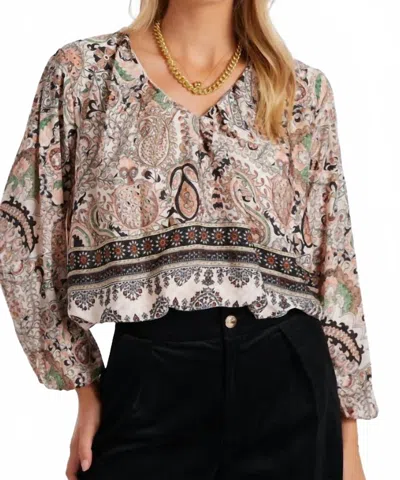 Bishop + Young Maude Bubble Sleeve Top In Neutral