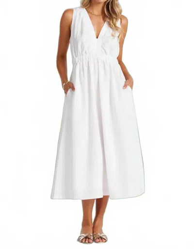 Bishop + Young Melina Seersucker Midi Dress In Shell White
