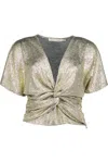 BISHOP + YOUNG METALLIC TWIST FRONT TOP IN GLAM GOLD