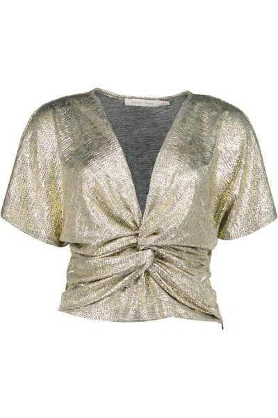Bishop + Young Metallic Twist Front Top In Glam Gold In Multi