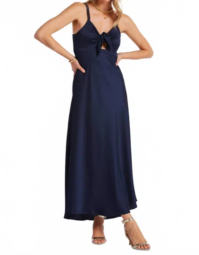 Bishop + Young Micro Plisse Bias Cut Dress In Indigo In Blue