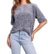 Bishop + Young Miley Sequin Boyfriend Tee In Silver In Silver