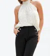 Bishop + Young Moon Light Mile Esme Tie Neck Top In Cream Animal Print In Multi