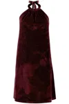 BISHOP + YOUNG NAOMI VELVET HALTER DRESS IN RUBY