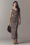 Bishop + Young Natasha Cowl-neck Ruched Midi Dress In Animal Print