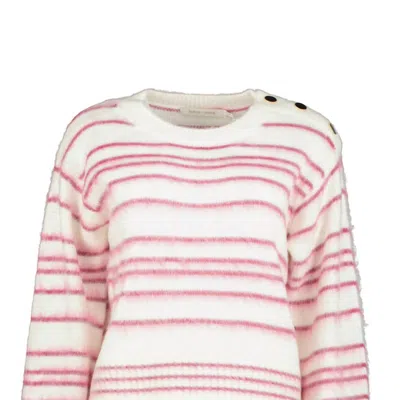 Bishop + Young Noelle Stripe Fuzzy Sweater In Pink