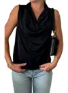 Bishop + Young Olivia Cowl Neck Top In Black In Black