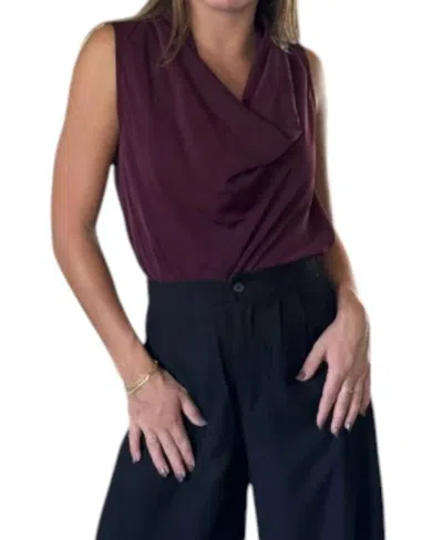 Bishop + Young Olivia Cowl Neck Top In Bordeaux In Blue