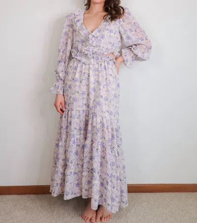 Bishop + Young Paloma Cut-out Dress Botanical Print In Purple Cream Botanical In Multi