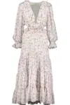 Bishop + Young Paloma Cut-out Dress Botanical Print In Purple Cream Botanical In Multi
