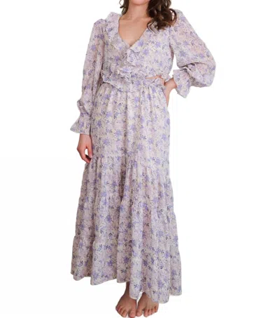 Bishop + Young Paloma Cut-out Dress Botanical Print In Purple Cream Botanical In Multi