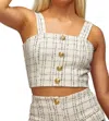 Bishop + Young Parker Tweed Top In Windowpane In Multi