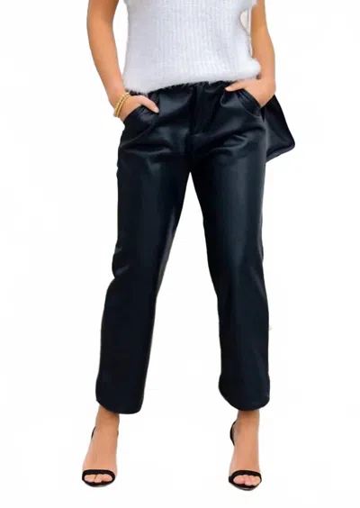 Bishop + Young Pleat Crop Vegan Leather Pant In Blk In Blue