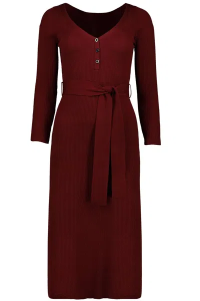 Bishop + Young Poetry In Motion Henley Sweater Dress In Currant In Brown