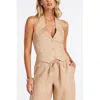 Bishop + Young Positano Linen Halter Vest In Neutral
