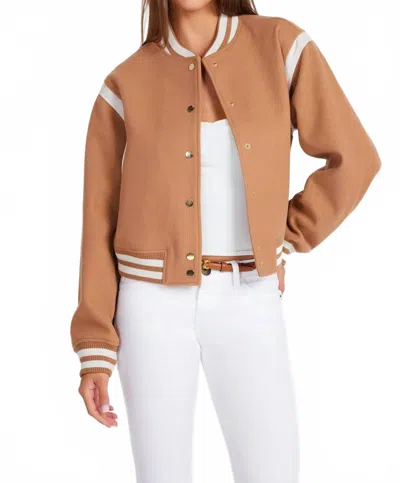 Bishop + Young Power Play Varsity Jacket In Camel In Brown
