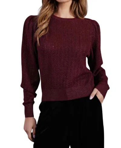 Bishop + Young Puff Sleeve Metallic Sweater In Sienna In Brown