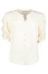BISHOP + YOUNG RACHEL RUCHED SLEEVE BLOUSE IN IVORY
