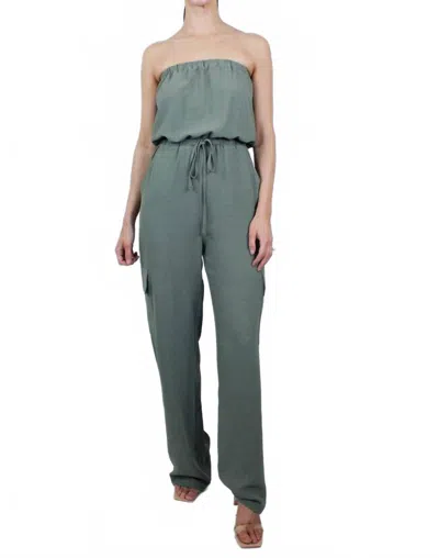 Bishop + Young Renee Strapless Cargo Jumpsuit In Olive In Green