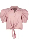 Bishop + Young Rosetta Tie Front Top In Anise In Pink
